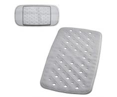 RIDDER Promo Set: Badewanneneinlage Kopfpolster, 100% synthetischer Kautschuk (TPE = Thermoplastisches Elastomere), grau, ca. 36x71 cm