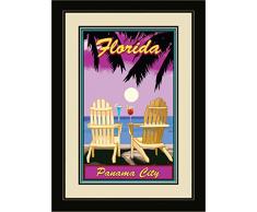 Northwest Art Mall jk-5681 fgdm acpp Panama City Florida Adirondack Stühle Palmen Punch gerahmtes Wandbild Art von Künstler Joanne Kollman, 40,6 x 55,9 cm