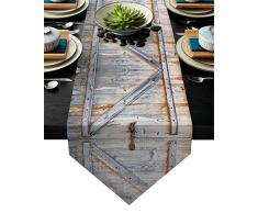 Family Decor Leinen Jute, Tischläufer Kommode Schals, abstrakte handbemalte Baum Küche Tischläufer für Abendessen, Urlaub, Partys, Hochzeit, Events, Dekoration – 13 by 70 Inch Wood Grain21fad9853