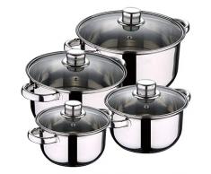 Wellberg Q3168 Topfset 8 Stück 4 Töpfe Ø14 Ø16 Ø20 und Ø22 mit Deckel, Edelstahl,