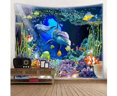 Red Fire Stoff Wandteppich Dekoration Wandkunst Tischdecke Tagesdecke Picknickdecke Strandüberwurf Tapisserien bunt Schlafzimmer Flur Wohnzimmer 79x59 inches Undersea World Dolphin