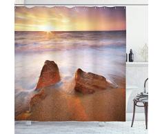 Ambesonne Seaside Decor Duschvorhang-Set, Fantasy Seascape in exotischem hawaiianischem Wasser Meer Himmel Peace Relax Thema in der Natur, Bad-Accessoires, 213,4 cm extralang, Cremeweiß