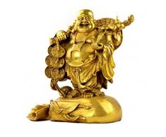 FENGSHUI Buddha-Statuen für Glück & Happiness, lachender Buddha Figuren Skulpturen mit Geld Tasche Gott des Reichtums Statue Home Decor, Einzugs Wunschzahl Geschenke Art Deco Medium Gold