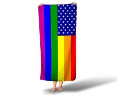 Jeffy SML USA Pride Flag Badetuch – Mehrfarbig Oversize Strandtuch 76,2 x 152,4 cm – Vollfarbiges Mikrofaser-Frottee-Material