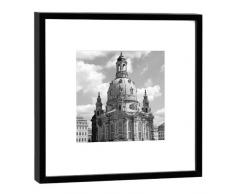 COGNOSCO Fotografie im Holzrahmen: Frauenkirche-Kunstdruck-Format 27 x 27 cm-Rahmenfarbe schwarz-Hochwertiges Wandbild, Geschenkidee oder Souvenir aus Dresden, Holz, Weiß, Rahmen
