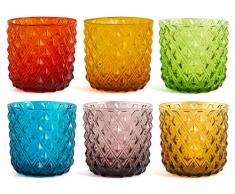 H&H 835452 Murano Gläser-Set, Glas, verschiedene Farben, 6 Stück