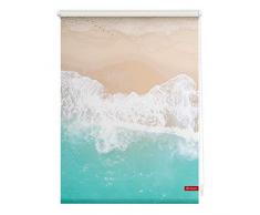 Lichtblick Rollo Klemmfix, 70 x 150 cm mit Motiv The Beach - Türkis Beige Montage ohne Bohren, moderner Sicht-und Sonnenschutz, Motivrollo, lichtdurchlässig & Blickdicht