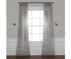 HPD Half Price Drapes SHCH-119A-108 Vorhang, Gemustert, Leinen, durchsichtig, 1 Bahn, 50 x 108 cm, Strasbourg-Punkte, Grau