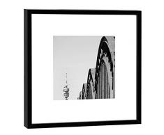 COGNOSCO Fotografie im Holzrahmen: Hackerbrücke München-Fotodruck-Format 27 x 27 cm-Rahmenfarbe schwarz-Hochwertiges Wandbild, Geschenkidee oder Souvenir aus dem Freistaat Bayern, Holz, Weiß, Rahmen