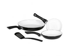 Krüger Karl Pfannenset Riga 4tlg mit Wender, Aluminium, Schwarz, 20 cm