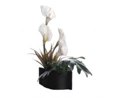 VICKERMAN azf10033 Callas in schwarz Kunstpflanze, Keramik weiß, 22