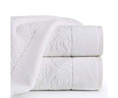 Eurofirany Handtuch Baumwolle Weiß Weich Metallische Naht Bordüre Set 3-er Pack Oeko-Tex Jacquard Muster, 70X140 cm, 6