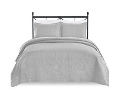 Luxe Betten 3 Oversize Gesteppte Tagesdecke Decke Set, Spring/Light Gray, King/CalKing