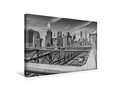 Premium Textil-Leinwand 45 x 30 cm Quer-Format BROOKLYN BRIDGE Blick auf Manhattan | Wandbild, HD-Bild auf Keilrahmen, Fertigbild auf hochwertigem Vlies, Leinwanddruck von Melanie Viola