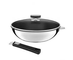 Cuisinox C62200WX13W54 Malice Wok 28 cm Edelstahl beschichtet mit Deckel und schwarzem Griff