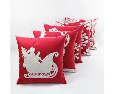 Weihnachten Stickerei Überwurf Kissen Deko Kissenbezüge für Home Sofa Auto 18 x 18 inch-Xmas Geschenke Idee 18x18 Color7 (4 Pack)