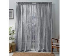 Exclusive Home Vorhänge Santos Strukturierte Leinen Sheer Rod Pocket Fenster Vorhang Panel Paar, Taube grau, 54 x 84