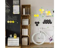 Walplus Bienen Waben Tafel Wandaufkleber, Vinyl, Mehrfarbig, 90 X 60 X 4 CM