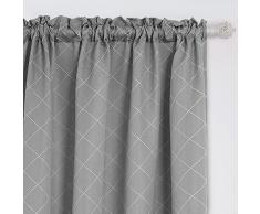 Deconovo Jacquard-Fensterpaneele luxuriöses Spalier Muster Stangen-Vorhänge und Vorhänge für Schiebetüren, 132 x 160 cm, grau-Rhombisch