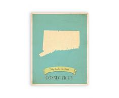 Meine Wurzeln Connecticut Personalisierte Wand Karte, 11 x 14, Kid Connecticut Map Wand Art, Kinder Connecticut Vintage State Map, CT Wand Kunstdruck, Kinderzimmer Decor, Wanddekoration für Kinderzimmer