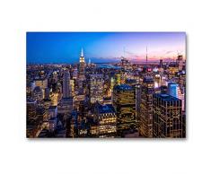 Premium Textil-Leinwand 90 x 60 cm Quer-Format Manhattan mit Empire State Building, New York City, USA | Wandbild, HD-Bild auf Keilrahmen, Fertigbild auf hochwertigem Vlies, Leinwanddruck von Manfred Leiter