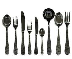 Mepra 1096C22051 Coccodrillo Oro Nero Besteck-Set, 51-teilig, Metallic Geschirr, spülmaschinenfest