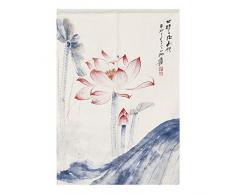 BAIHT HOME Noren Japanische Vorhänge Baumwolle Leinen Türvorhang Tapisserie Vorhang Lotus Design Blume Tür Vorhang 33.5 Wx35.5 L Lotus 11 (ohne Stange)