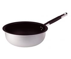 Pentole Agnelli Platinum Pfanne mantecare Salta Pasta und Reis, aus Aluminium, Dicke 3 mm, mit Rohrstiel in Edelstahl Cool, Silber 36 cm Silber/schwarz