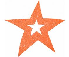 Petras Bastel News 35 x Sterne mit Sternausschnitt 40 mm aus Gliterfilz Farbe: orange Streudeko, Fliz, 18 x 12 x 3 cm