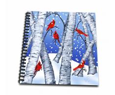 3D Rose Digital Art Kardinal Vögel sitzend in Birkenbäumen im Winter Schnee Malbuch