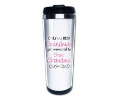 Hasdon-Hill Lustige Reisetassen für Frauen Männer Dad Mama Only The Best Grandmas Get Promoted to Great Grandma Kaffeetasse Teetasse Edelstahl Becher für Freunde Geburtstag 340 ml One Size schwarz