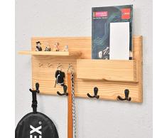 DECORHYTHM Wandgarderobe mit Schlüsselhaken Medium Natur