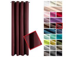 Eurofirany Rita Vorhang Gardine Glatt Schlicht Einfarbig - 8 Ösen Modern Schlafzimmer Wohnzimmer Lounge Kinderzimmer 1 Stück Einzeln, Polyester, Bordeaux, 140X250cm