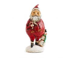 K&K Interiors 51833A Weihnachtsmann mit Schneemann, 15,2 cm, Rot