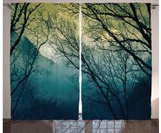 Ocean Einrichtung Vorhänge Durch ambesonne, Strand und Palme Blick von einer Abandoned Mansion Coastal Charm Peaceful Bild, Wohnzimmer Schlafzimmer Fenster Drapes 2 Panel Set, grau blau, Textil, Multi 11, 108 W By 63 L