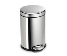 simplehuman, 4,5 Liter, runder Treteimer, polierter Stahl, 10 Jahre Garantie
