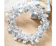 Yesier 25 Ft Star Lametta Girlanden mit Draht Weihnachtsbaum Party Dekoration Festive Ornament, Silber, 2 Stück
