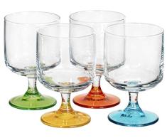 Red Co. Cocktailgläser oder Weinkelche, mit bunten Stielen, 4 Stück