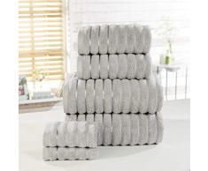 Rapport Handtuch-Set, gerippt, 100% Baumwolle, silberfarben, 6 Stück