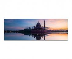 Paul Sinus Art Panoramabild auf Leinwand und Keilrahmen 150x50cm Moschee Abendrot Wasser Spiegelung