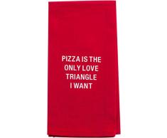 About Face Designs Geschirrtuch Pizza is The Only Love Triangle, Baumwolle, 26,5 x 19 cm, Rot