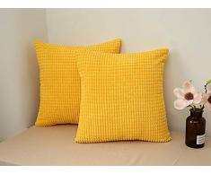 CHIVENIDO Überwurf-Kissenbezüge, dekorative Jacquard-Kordstoff, Kissenbezug, Heimdekoration, für Sofa, Couch Bett, Stuhl, 2 Stück 20 * 20 gelb