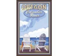 Northwest Art Mall Scenic Columbia River Oregon Adirondack Stühle, Segelboot, ungerahmt, 28 x 43 cm