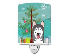 Carolines Treasures Nachtlicht mit Weihnachtsbaum und Alaskan Malamute aus Keramik, 15,2 x 10,2 cm, Mehrfarbig