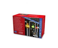 Konstsmide, 2397-500, LED Biergartenketten System Erweiterung Lichterkette, 10 bunte Birnen / 80 warm weiße Dioden, Außen (IP44), schwarzes Kabel