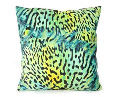 Eurofirany Laila Kissenbezüge Kissenhüllen Velvet Weich Couchkissenbezüge Sofakissenbezüge Dekorationskissen Doppelpack 2er Set Kopfkissenbezüge Dekokissen Sitzkissen, Türkis + Gold, 45X45 cm, 2