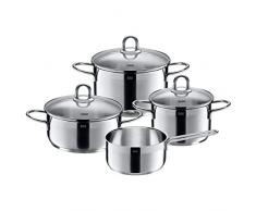 Silit Topf-Set 4-teilig Bratentopf Fleischtopf Stielkasserolle Diamant Schüttrand Glasdeckel Edelstahl rostfrei poliert induktionsgeeignet spülmaschinengeeignet