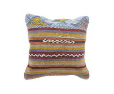 Einzigartige handgefertigt Bezug Kelim Kopfkissen mehrere Designs 100% gewebte Türkei Authentic Boho Home Deco Kissen Colorful Fall versteckter Reißverschluss 16 × 40,6 cm/40 × 40 cm, Wolle und Wollgemisch, Hoja, 16x16 inches / 40×40 cm aprox