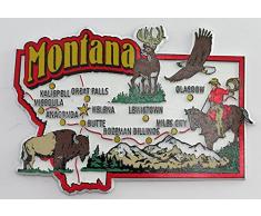 Montana State Karte und Sehenswürdigkeiten Collage Kühlschrank Souvenir Collectible Magnet FMC