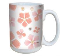 Tree-Free Greetings lm43687 Cute Pink und Orange Blumen von Shell Rummel Keramik Becher mit Henkel/, 15-Ounce, farbenreiche